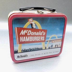 McDonalds Hamburger Metal Lunch Box Tin Pail Retro